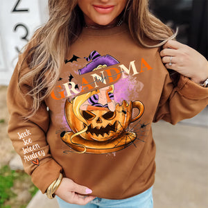 Personalized GIGI life Witch Halloween Sweatshirt with Grandkids' Names on Sleeve