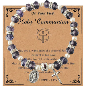 Christian Gifts for Women Girls Natural Stone Cross Bracelet