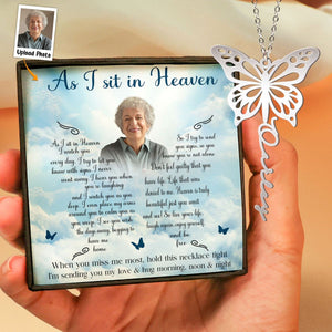 As I Sit In Heaven I Watch You Every Day - Personalized Photo Name Necklace