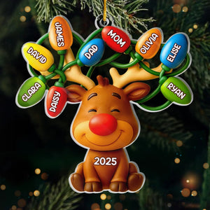 Our Reindeer Crew Personalized Christmas Acrylic Ornament Gifts For Mom, Dad, Kids
