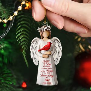 In Angels' Arms You Were Carried Away Personalized Memorial Cardinal Ornament