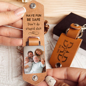 Custom Photo Drive Safe - Personalized Leather Photo Keychain