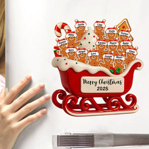 Merry Christmas Family Cookie Sleigh Decal, Personalized Custom Decal, Gift For Families