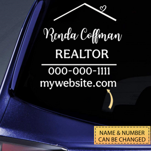 Personalized Realtor Branding Real Estate Marketing Car Window Decal With Website QR