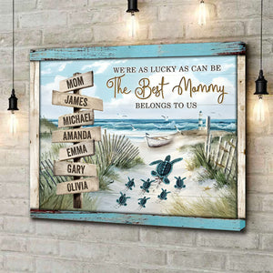 Personalized Sea Turtle Mother's Day Gift - Custom Beach Name Wall Art Canvas Poster