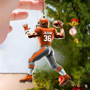 Custom Name and Number Rugby Football Ornament, Christmas Gift for Rugby Football Lover