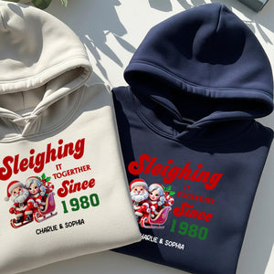 Personalized Couples Christmas Hoodie, Couple Matching,Santa and Mrs. Claus Together Since