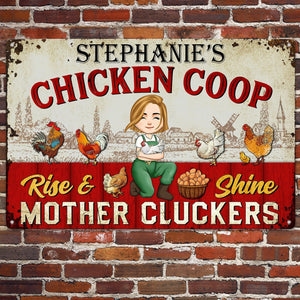 Rise And Shine Mother Cluckers - Personalized Metal Sign - Funny & Unique Gift for Poultry Farmers