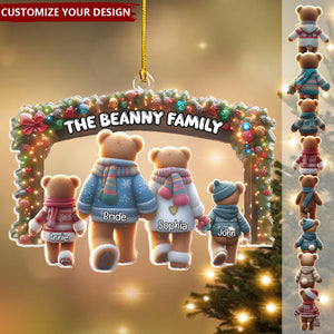 Personalized Gifts Bear Family Walking Hand In Hand Christmas Ornament