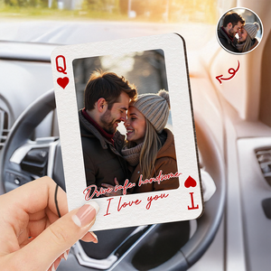 King & Queen Custom Couples Photo Drive Safe I Love You We're A Perfect Pair - Personalized Wooden Photo Car Visor Clip