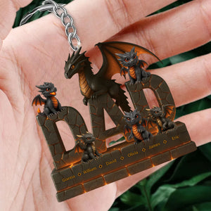 Fire Dragon Dad Acrylic Keychain Personalized Gifts For Dad