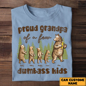 Personalized Proud Grandpa Of A Few Dumbass Kids Bear Family T-shirt