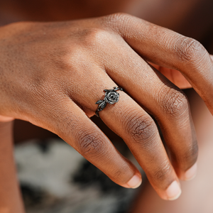 Burned and Survived Black Rose Self-Love Ring