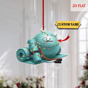 Personalized Yoga Mat Acrylic Ornament, Custom Fitness Christmas Decoration