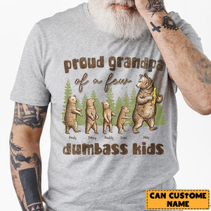 Personalized Proud Grandpa Of A Few Dumbass Kids Bear Family T-shirt