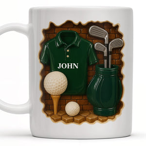 Golf Shirt, Golf Balls, Golf Clubs, Golf Bag - Personalized Mug, Gift For Golf Lovers