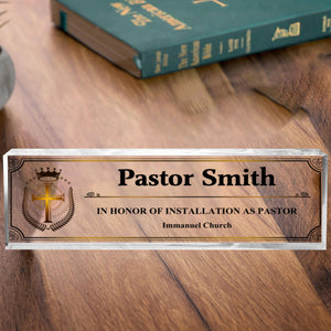 Personalized Pastor Desk Name Acrylic Plaque,Acrylic Reverend Name Sign
