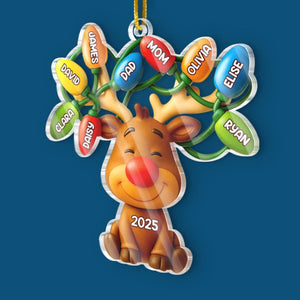 Our Reindeer Crew Personalized Christmas Acrylic Ornament Gifts For Mom, Dad, Kids