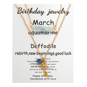 Birthstone Flower Necklaces Dainty Chain Necklace 12 Birth Month Crystal Necklace for Women