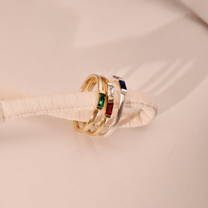 Personalized Family Minimalist Dainty Birthstone Ring Gift for Her, Birthday Gift