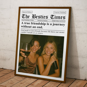 Newspaper The BFF Times - Upload Best Friend, Bestie Photo - Personalized Photo Poster Gift For Friend, Bestie