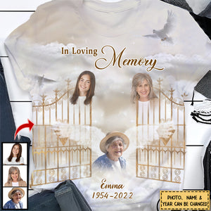 Memorial Upload Images In Loving Memory Tan Neutral Sky Gold Heavens Gate Personalized 3D T- shirt