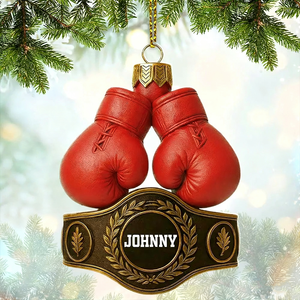 Personalized Boxing Gloves And Championship Belt Christmas Ornament