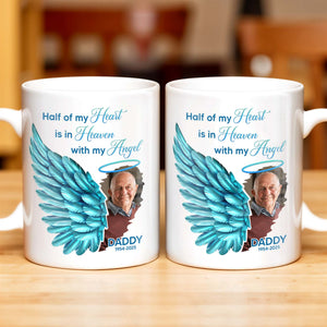 Half Of My Heart In Heaven With My Angel Wings, Personalized Custom Coffee Mug