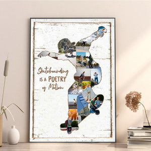 Personalized Skateboard Photo Collage Canvas Print,Unique Skateboard Gifts