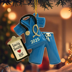 Celebrate Your Favorite Nurse With Scrubs And Badge Ornament, Personalized Acrylic Ornament, Gift For Nurses And Medical Professionals