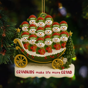 Grandkids Make Life More Grand, Christmas Tree And Sleigh Personalized Acrylic Ornament