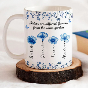 Sisters Are Different Flowers Toile De Jouy Style - Personalized Coffee Mug