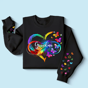 Grandma Mom Infinity Heart Butterflies Personalized Sleeve Printed Sweatshirt