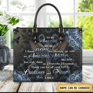 To My Amazing Mom Sweet Leather Bag For Women - Personalized Leather bag with Your Name