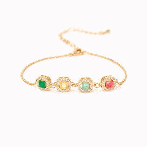 Personalized Grandma Gift Family Square Birthstone Bracelet