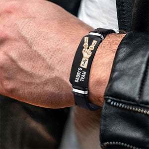 Daddy's Team Fist Bump Personalized Bracelet,Father's Day Gift For Dad, Gift for Husband, Gift for Grandpa