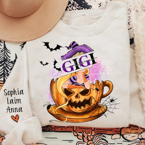 Personalized GIGI life Witch Halloween Sweatshirt with Grandkids' Names on Sleeve