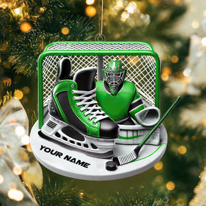 Custom Name Ice Hockey Ornament, Christmas Gift Decoration