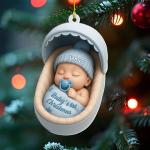 Personalized Baby's 1st Christmas Cradle Acrylic Ornament