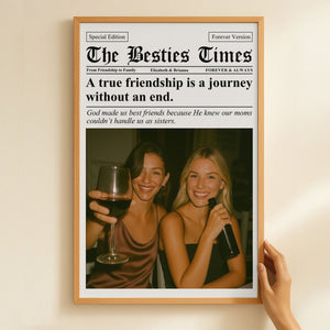 Newspaper The BFF Times - Upload Best Friend, Bestie Photo - Personalized Photo Poster Gift For Friend, Bestie