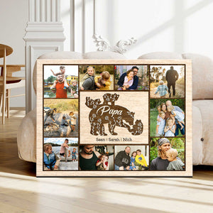 Papa Bear With Kid Personalized Daddy Bear Sign Canvas Poster Father’s Day Gift