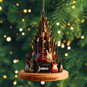 Personalized Guitar Christmas Tree Ornament,Musician Gift,Electric Guitar Holiday Decor,Music Lover