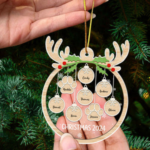 Paw Snowflake Charm Personalized Acrylic Ornament Gift For Family For Pet Lover