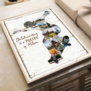 Personalized Skateboard Photo Collage Canvas Print,Unique Skateboard Gifts