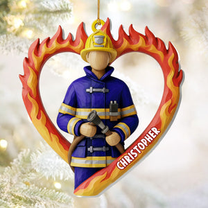 For A Brave Firefighter - Personalized Acrylic Ornament