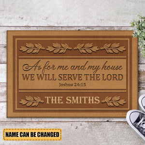 Personalized As For Me And For My House We Will Serve The Lord Doormat