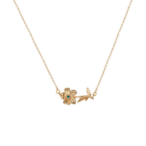 Birth Flower Necklace - Dainty Horizontal Flower Charm