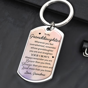 Straighten Your Crown, Queen! - Inspirational Personalized Custom Keychain - Gift For Granddaughters