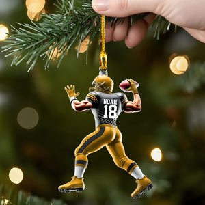 Custom Name and Number Rugby Football Ornament, Christmas Gift for Rugby Football Lover