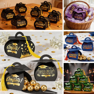 Graduation Cap Gift Box Graduation Party Favors Candy Boxes Treat Box with Tassel Table